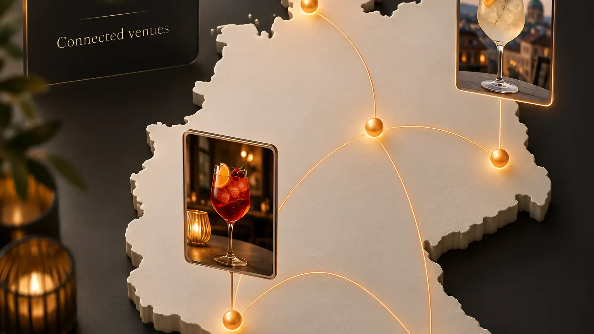 Local reach: a map of Germany with lit-up partner venues