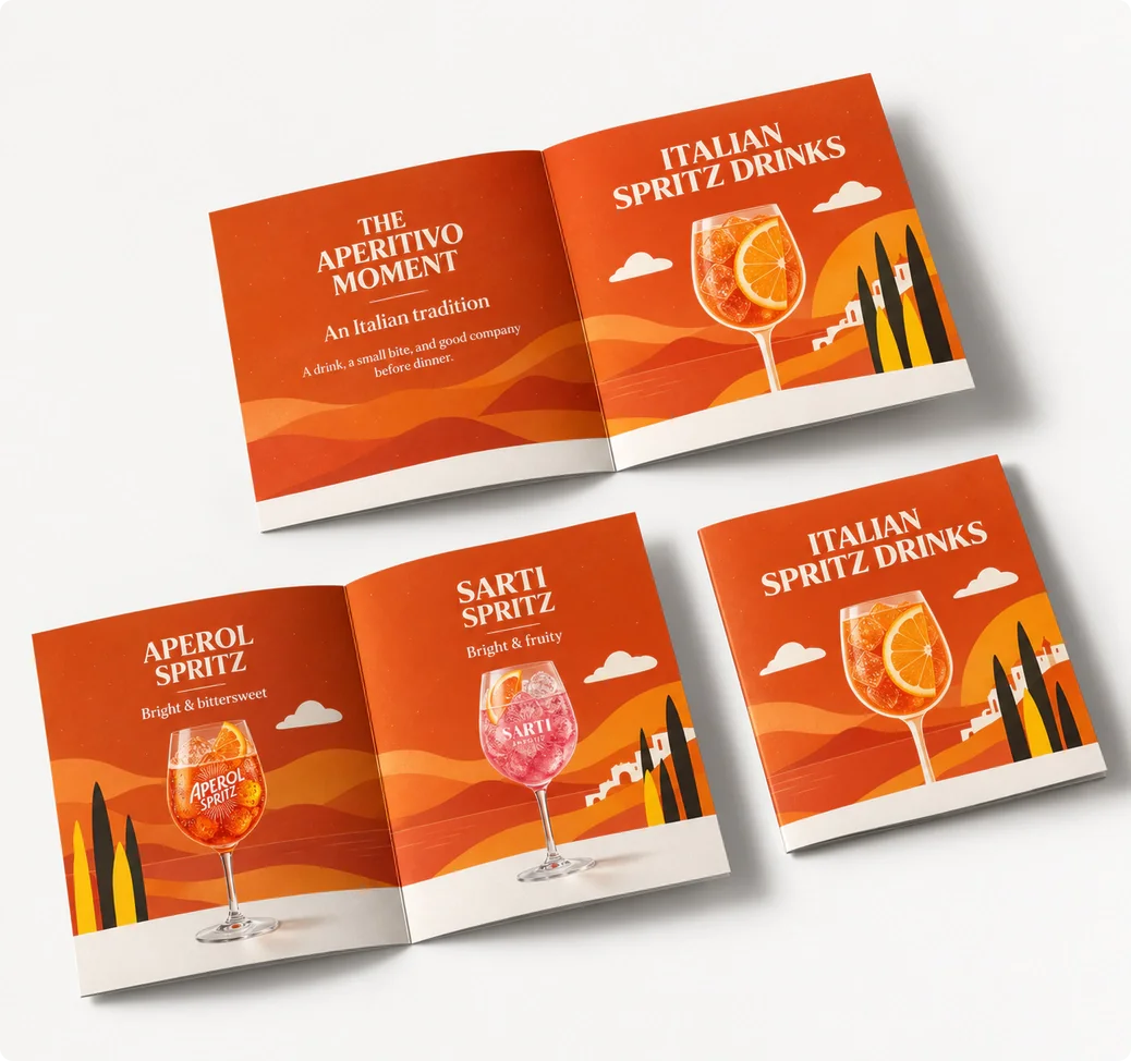 Illustrated Italian Spritz drinks menu design